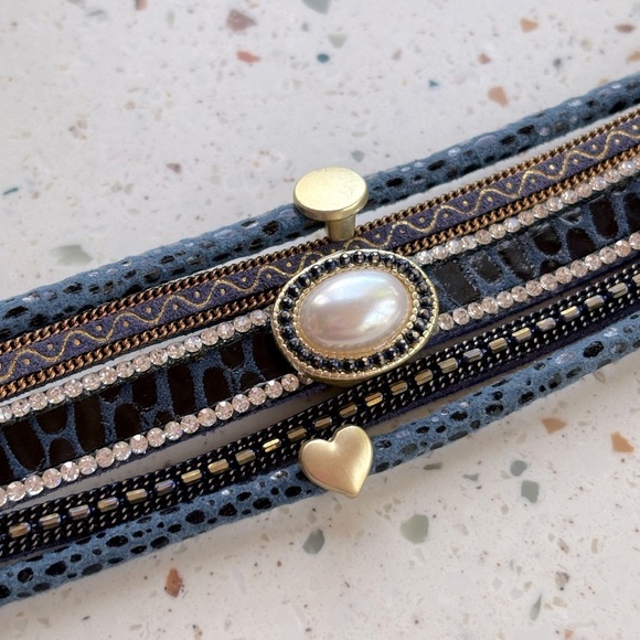 Multi Layered Wrap Cuff Charm Bracelet - Picture 12 of 14